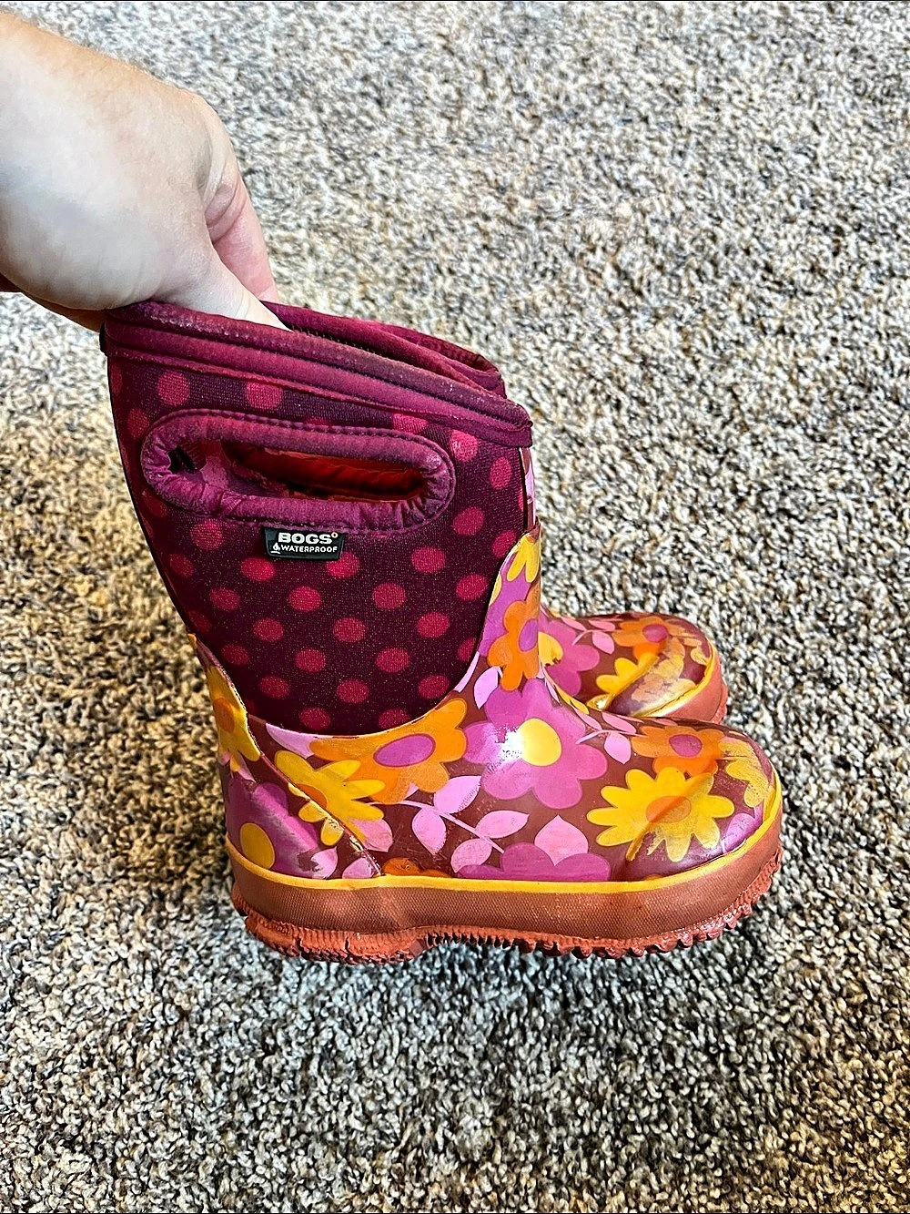 BOGS Classic Multi Flower Kids Waterproof Boots Floral Rain Boots Girls US 7